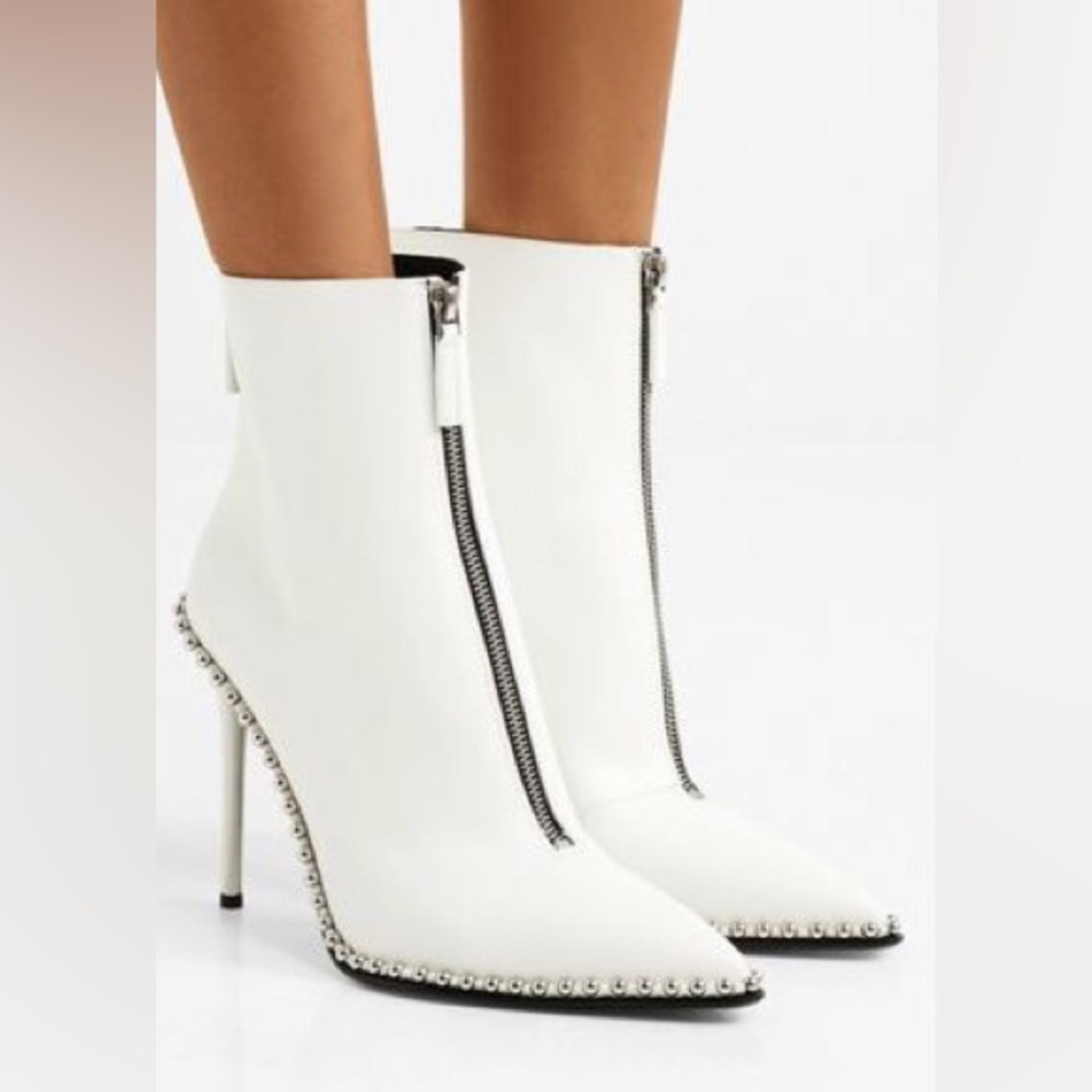 Alexander Wang Leather Eri Boots In White Leather
